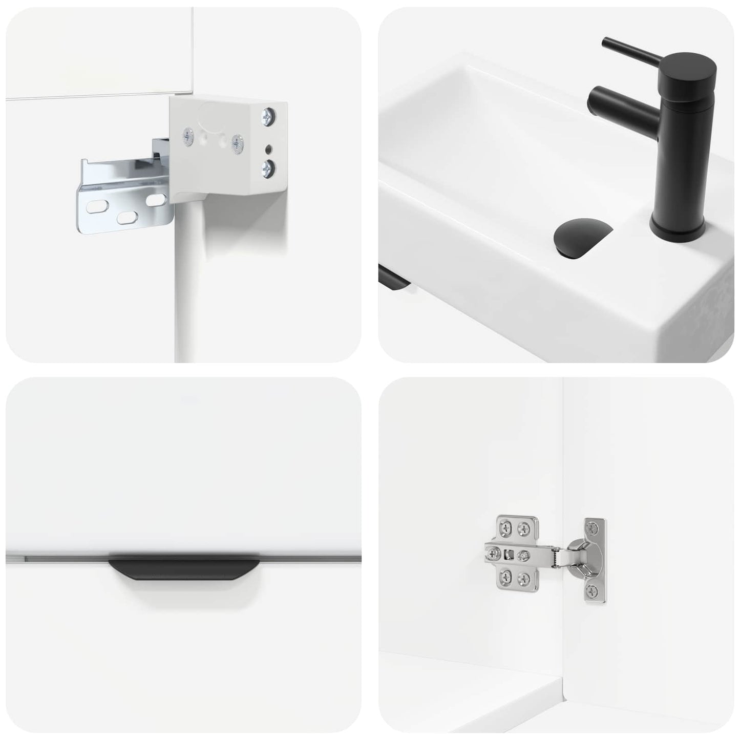 vidaXL Bathroom Vanity Unit with Tap White 45.5 x 22.5 x 84 cm