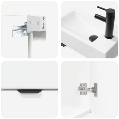 vidaXL Bathroom Vanity Unit with Tap White 45.5 x 22.5 x 84 cm