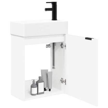 vidaXL Bathroom Vanity Unit with Tap White 45.5 x 22.5 x 84 cm
