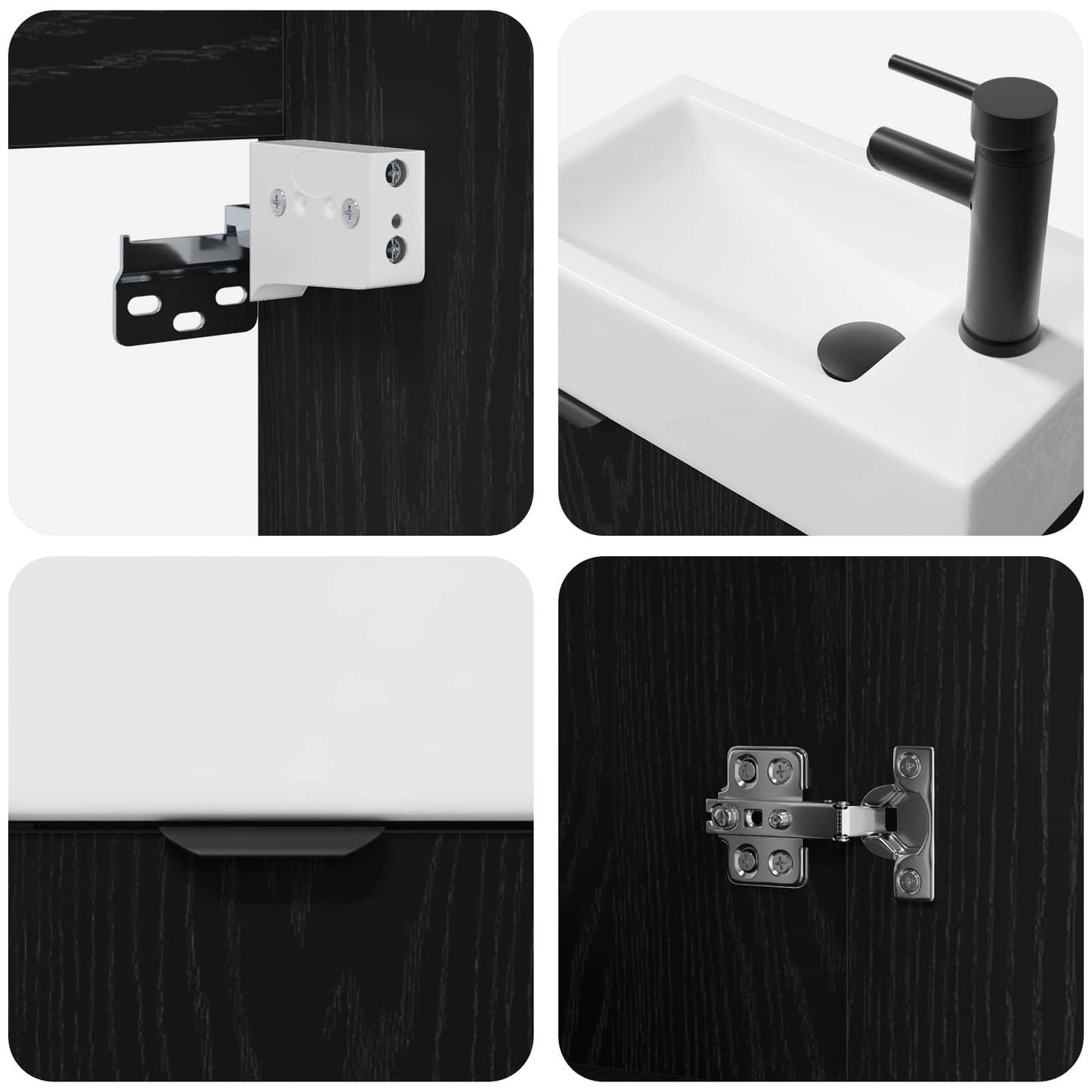 vidaXL Bathroom Vanity Unit with Tap Black Oak 45.5 x 22.5 x 84 cm