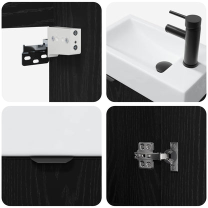 vidaXL Bathroom Vanity Unit with Tap Black Oak 45.5 x 22.5 x 84 cm