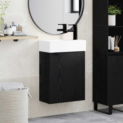 vidaXL Bathroom Vanity Unit with Tap Black Oak 45.5 x 22.5 x 84 cm