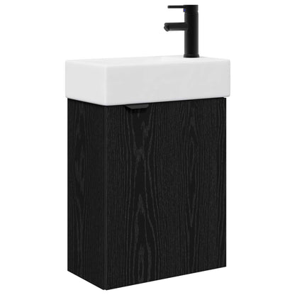 vidaXL Bathroom Vanity Unit with Tap Black Oak 45.5 x 22.5 x 84 cm