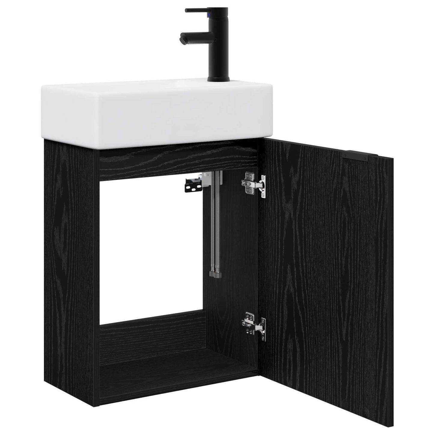 vidaXL Bathroom Vanity Unit with Tap Black Oak 45.5 x 22.5 x 84 cm
