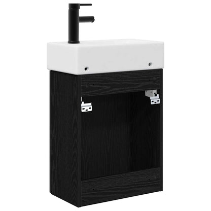 vidaXL Bathroom Vanity Unit with Tap Black Oak 45.5 x 22.5 x 84 cm