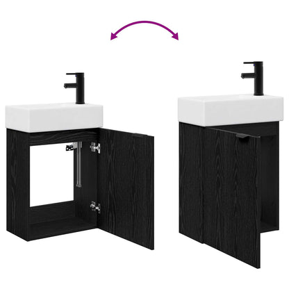 vidaXL Bathroom Vanity Unit with Tap Black Oak 45.5 x 22.5 x 84 cm