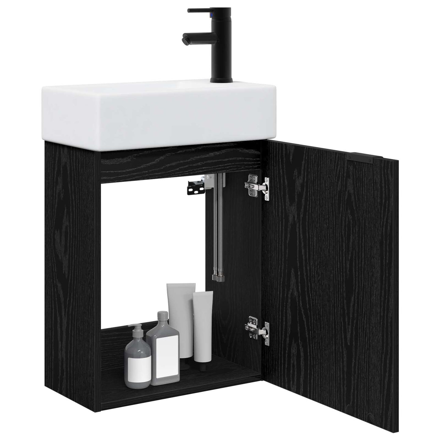 vidaXL Bathroom Vanity Unit with Tap Black Oak 45.5 x 22.5 x 84 cm