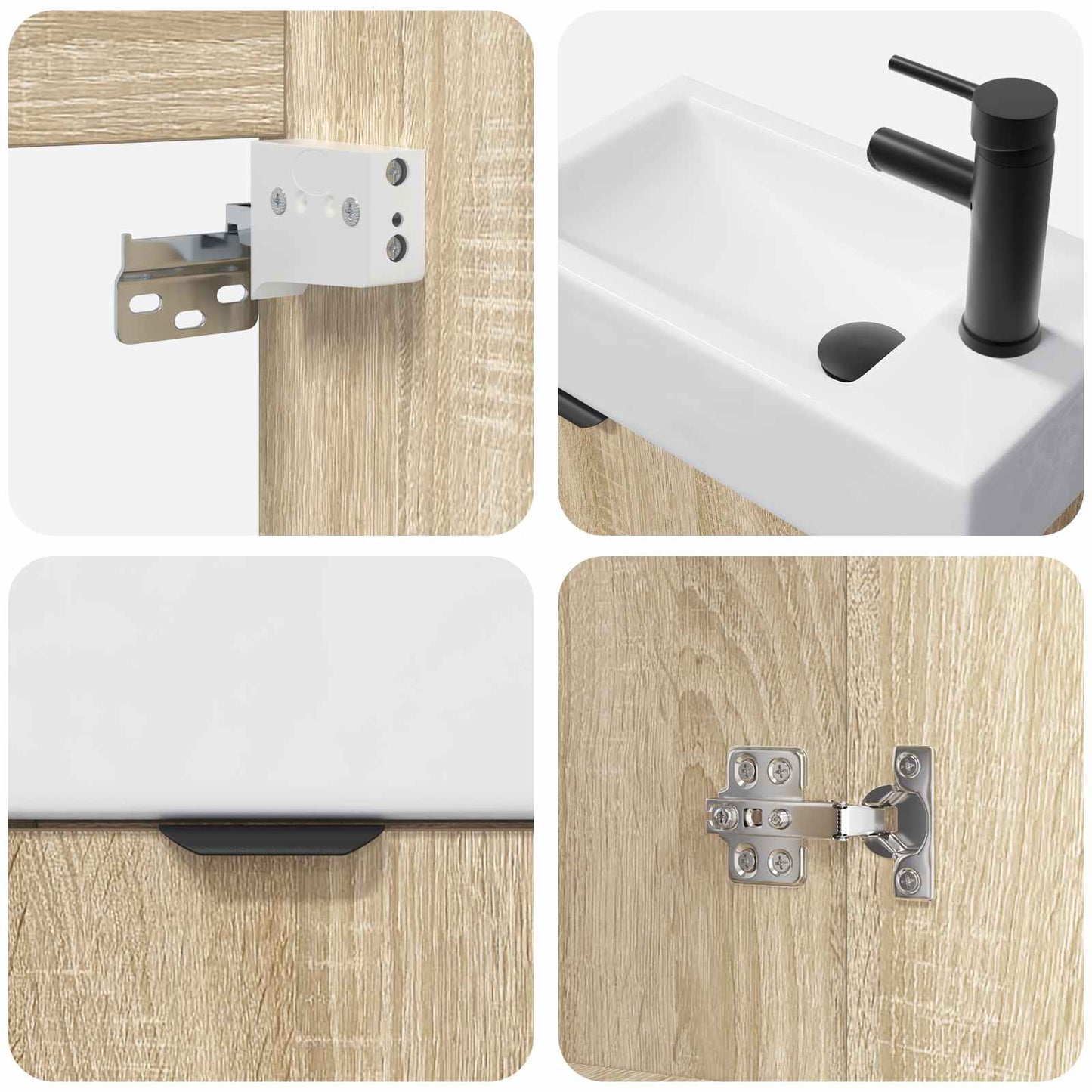 vidaXL Bathroom Vanity Unit with Tap Sonoma Oak 45.5 x 22.5 x 84 cm