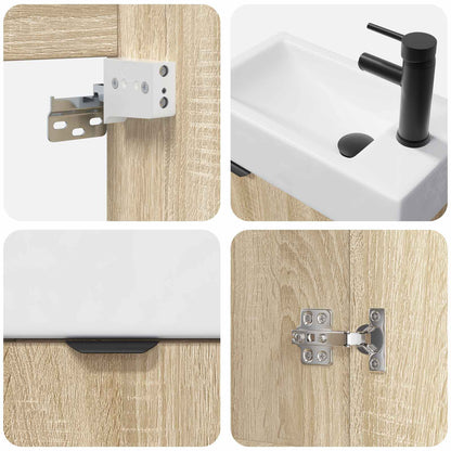 vidaXL Bathroom Vanity Unit with Tap Sonoma Oak 45.5 x 22.5 x 84 cm