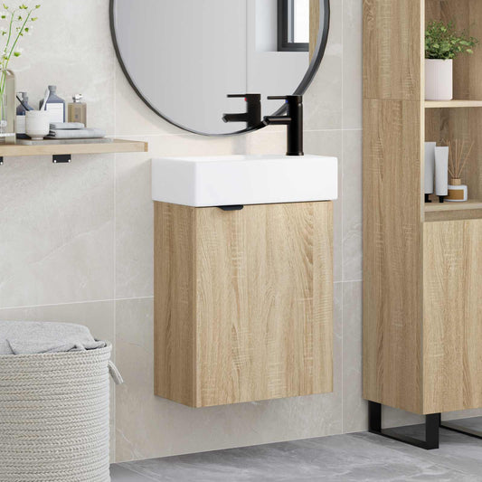 vidaXL Bathroom Vanity Unit with Tap Sonoma Oak 45.5 x 22.5 x 84 cm
