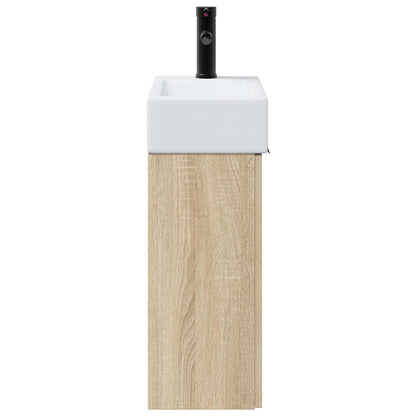 vidaXL Bathroom Vanity Unit with Tap Sonoma Oak 45.5 x 22.5 x 84 cm