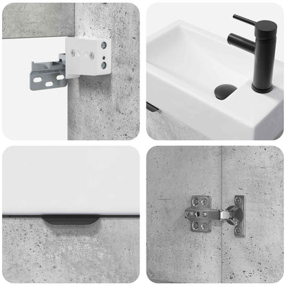 vidaXL Bathroom Vanity Unit with Tap Concrete Grey 45.5 x 22.5 x 84 cm