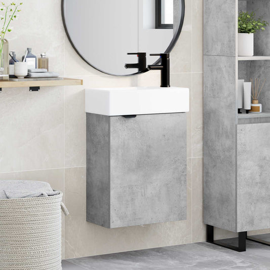 vidaXL Bathroom Vanity Unit with Tap Concrete Grey 45.5 x 22.5 x 84 cm