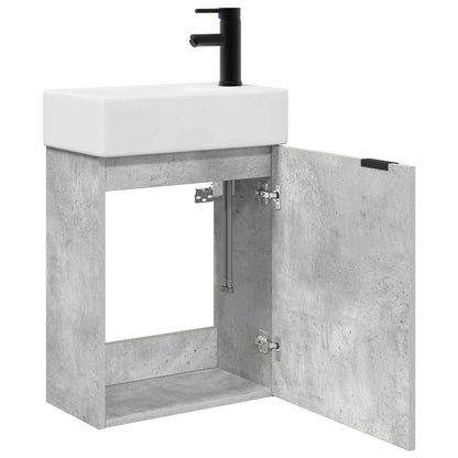 vidaXL Bathroom Vanity Unit with Tap Concrete Grey 45.5 x 22.5 x 84 cm