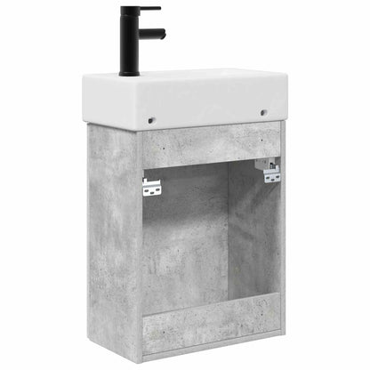 vidaXL Bathroom Vanity Unit with Tap Concrete Grey 45.5 x 22.5 x 84 cm
