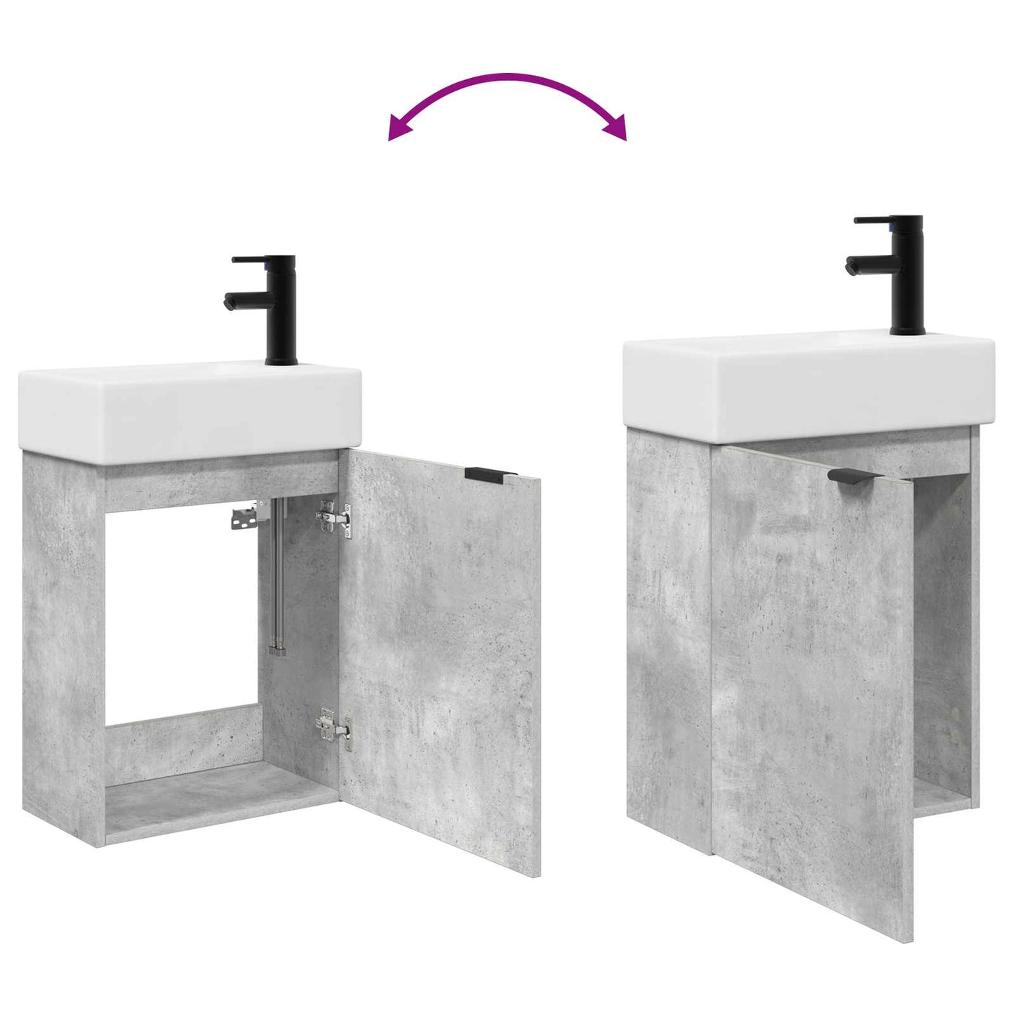 vidaXL Bathroom Vanity Unit with Tap Concrete Grey 45.5 x 22.5 x 84 cm