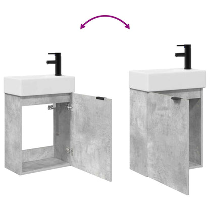vidaXL Bathroom Vanity Unit with Tap Concrete Grey 45.5 x 22.5 x 84 cm