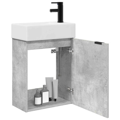 vidaXL Bathroom Vanity Unit with Tap Concrete Grey 45.5 x 22.5 x 84 cm