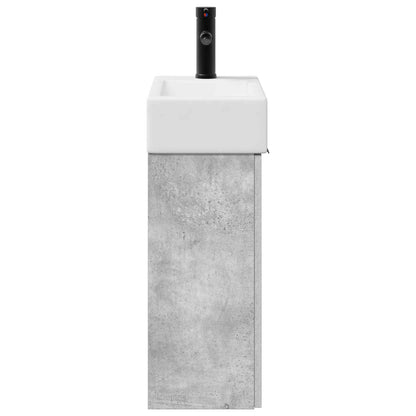 vidaXL Bathroom Vanity Unit with Tap Concrete Grey 45.5 x 22.5 x 84 cm