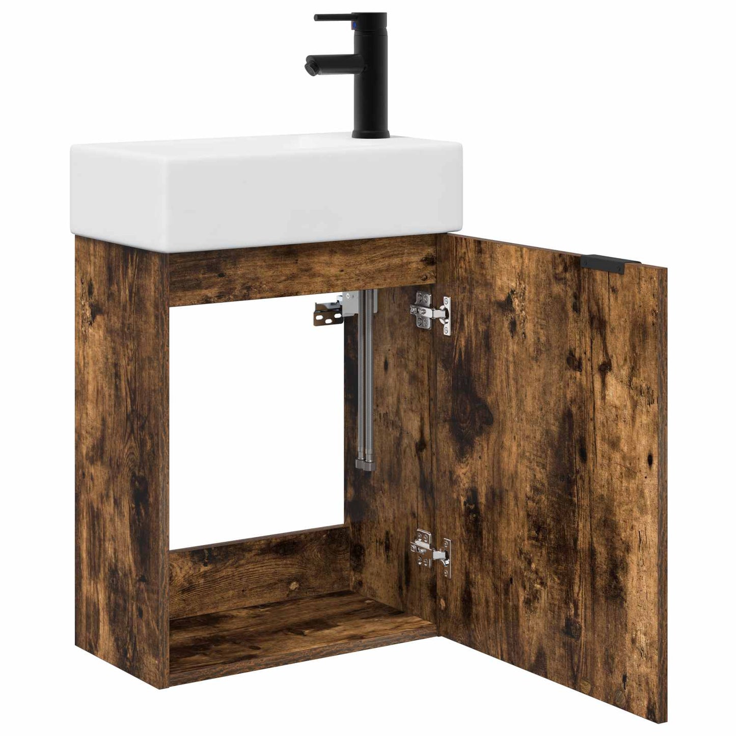 vidaXL Bathroom Vanity Unit with Tap Smoked Oak 45.5 x 22.5 x 84 cm