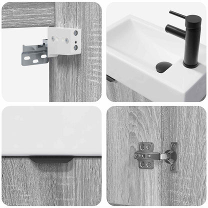 vidaXL Bathroom Vanity Unit with Tap Grey Sonoma 45.5 x 22.5 x 84 cm