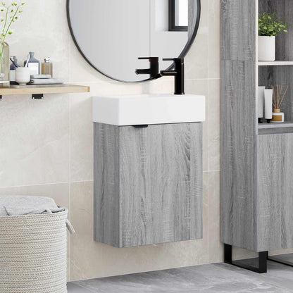 vidaXL Bathroom Vanity Unit with Tap Grey Sonoma 45.5 x 22.5 x 84 cm