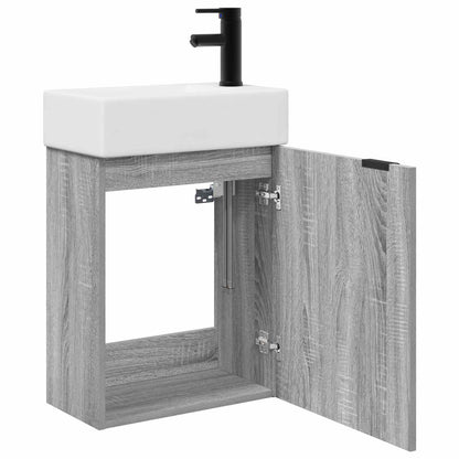 vidaXL Bathroom Vanity Unit with Tap Grey Sonoma 45.5 x 22.5 x 84 cm