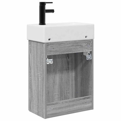 vidaXL Bathroom Vanity Unit with Tap Grey Sonoma 45.5 x 22.5 x 84 cm