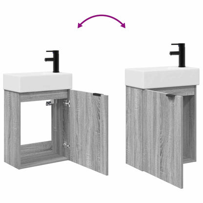 vidaXL Bathroom Vanity Unit with Tap Grey Sonoma 45.5 x 22.5 x 84 cm