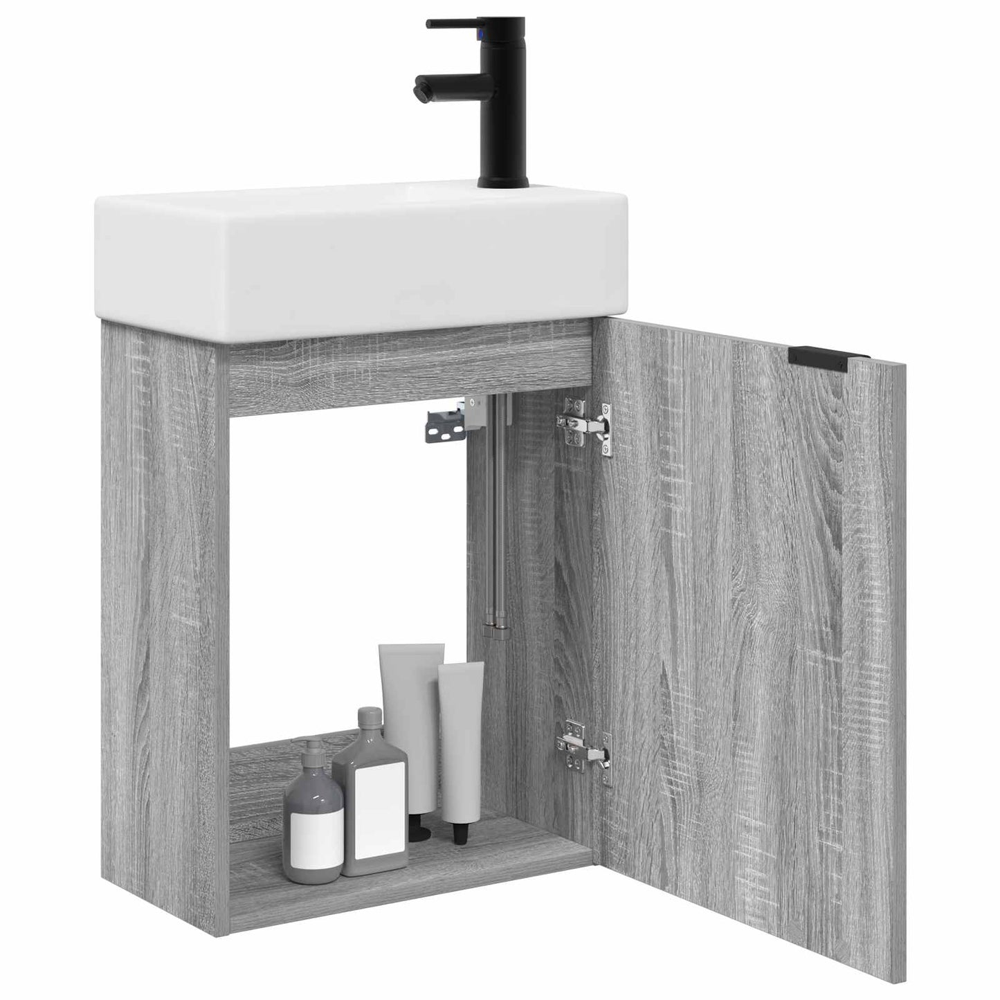 vidaXL Bathroom Vanity Unit with Tap Grey Sonoma 45.5 x 22.5 x 84 cm