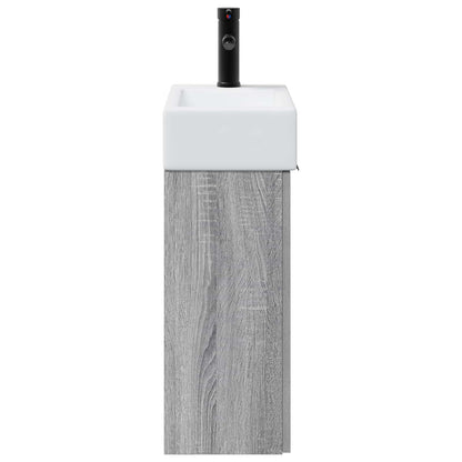 vidaXL Bathroom Vanity Unit with Tap Grey Sonoma 45.5 x 22.5 x 84 cm