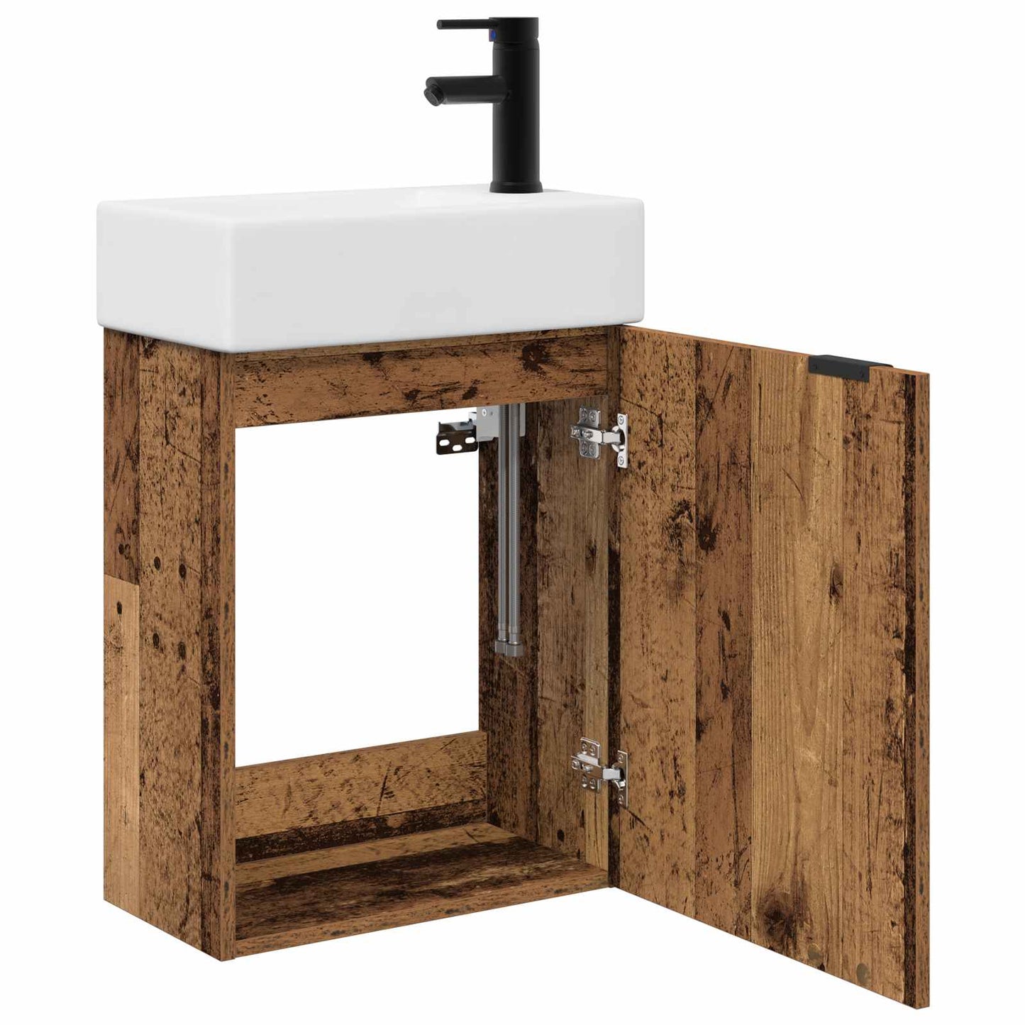vidaXL Bathroom Vanity Unit with Tap Old Wood 45.5 x 22.5 x 84 cm