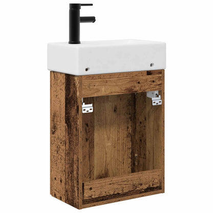 vidaXL Bathroom Vanity Unit with Tap Old Wood 45.5 x 22.5 x 84 cm