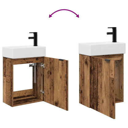 vidaXL Bathroom Vanity Unit with Tap Old Wood 45.5 x 22.5 x 84 cm