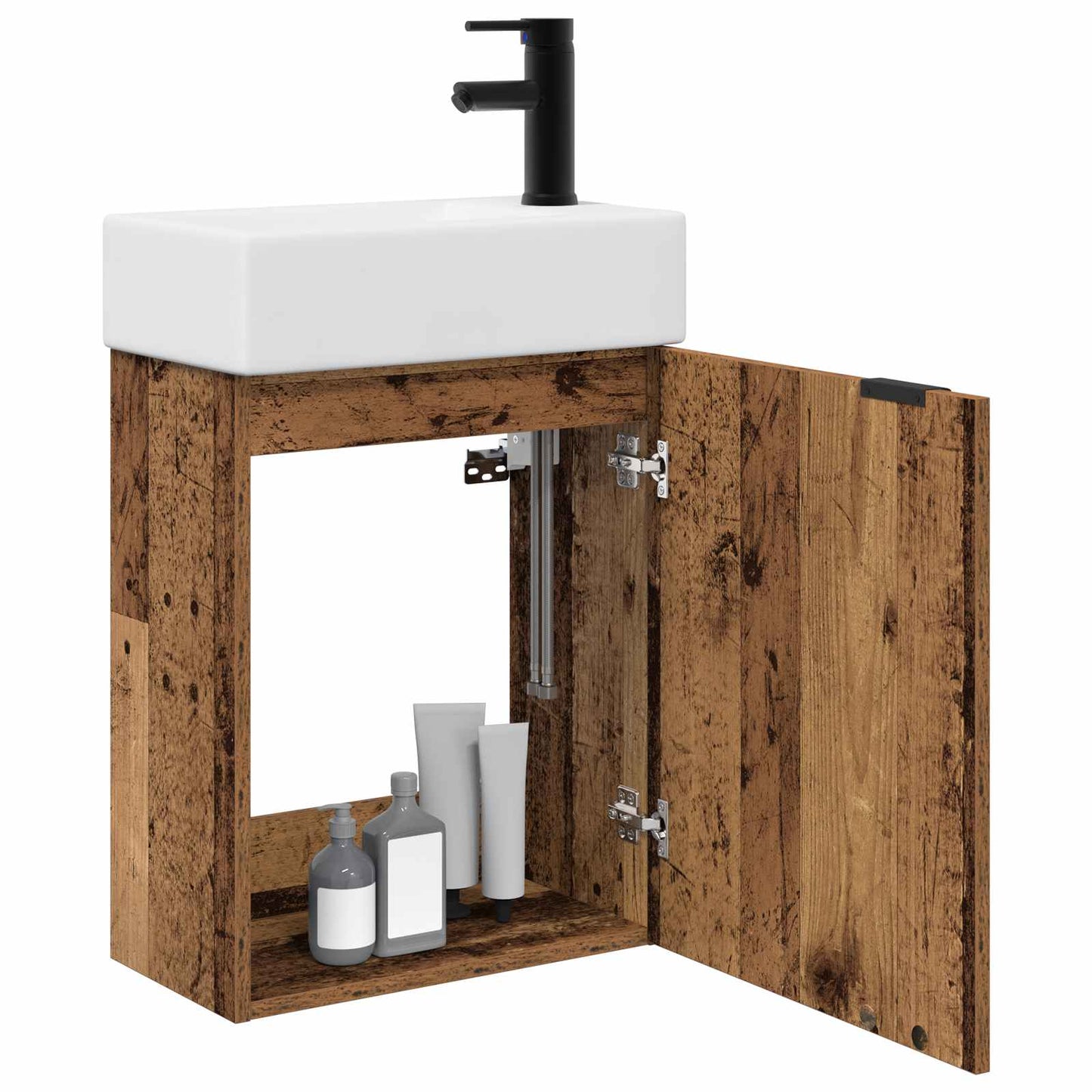 vidaXL Bathroom Vanity Unit with Tap Old Wood 45.5 x 22.5 x 84 cm