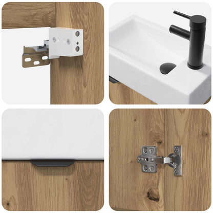 vidaXL Bathroom Vanity Unit with Tap Artisan Oak 45.5 x 22.5 x 84 cm