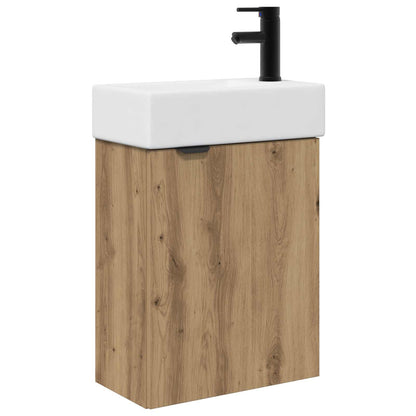 vidaXL Bathroom Vanity Unit with Tap Artisan Oak 45.5 x 22.5 x 84 cm