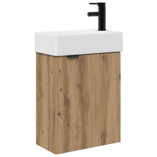 vidaXL Bathroom Vanity Unit with Tap Artisan Oak 45.5 x 22.5 x 84 cm