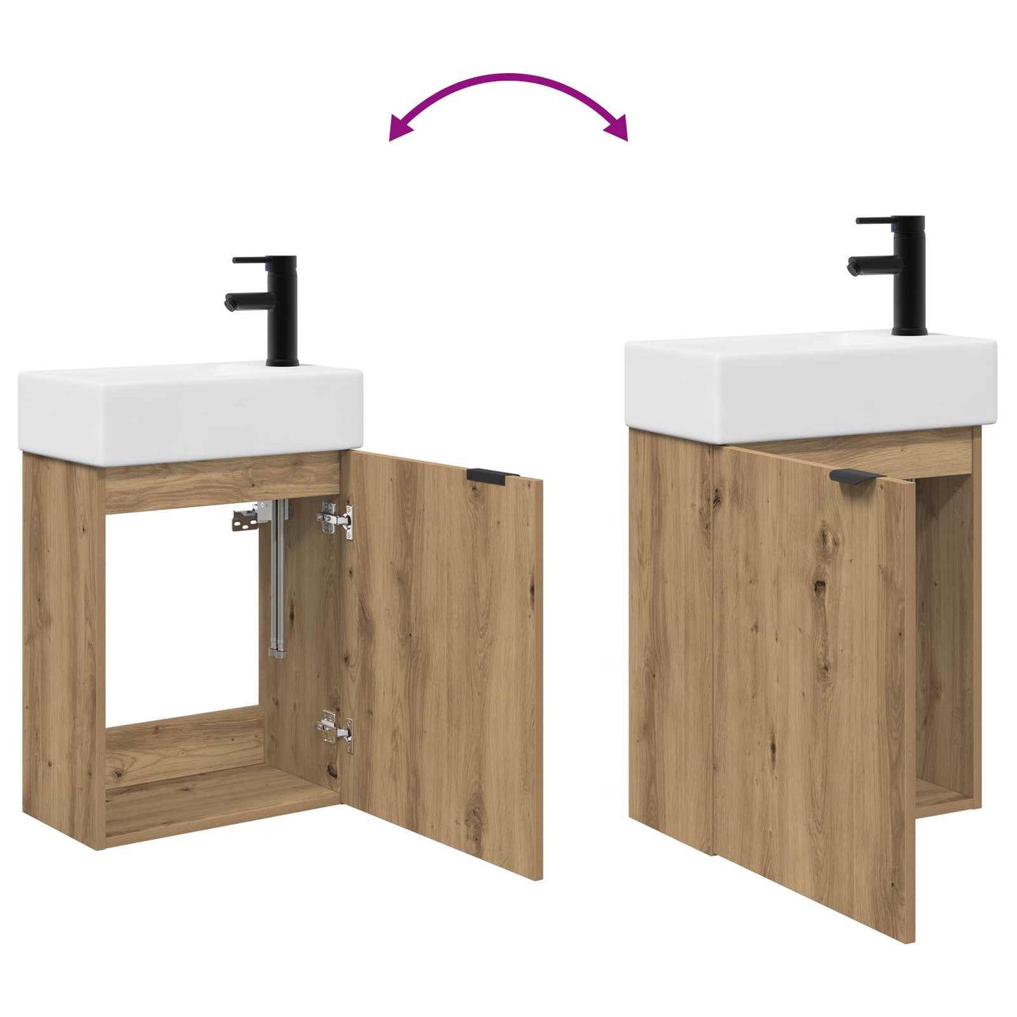 vidaXL Bathroom Vanity Unit with Tap Artisan Oak 45.5 x 22.5 x 84 cm