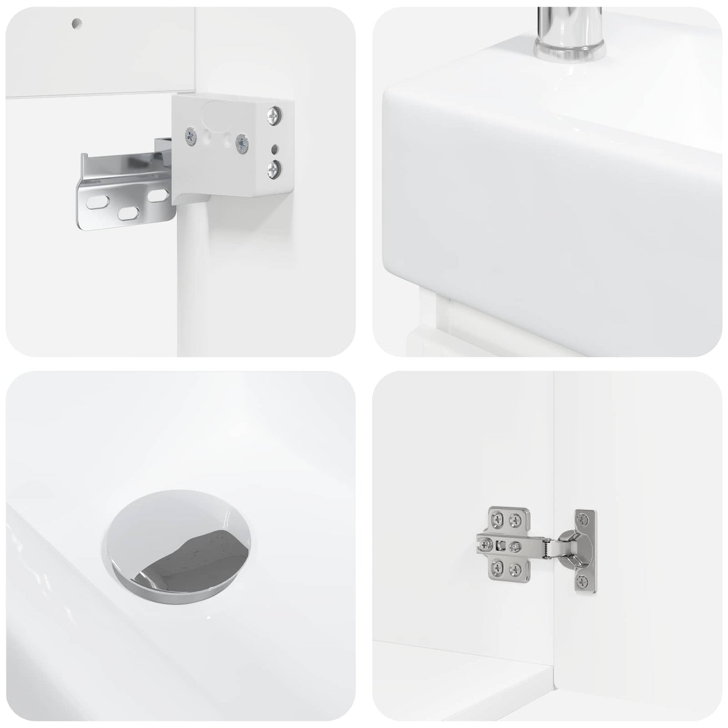 vidaXL Bathroom Vanity Unit with Tap White 45.5 x 22.5 x 84 cm