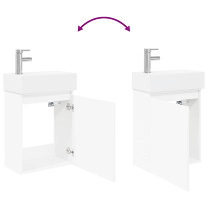 vidaXL Bathroom Vanity Unit with Tap White 45.5 x 22.5 x 84 cm