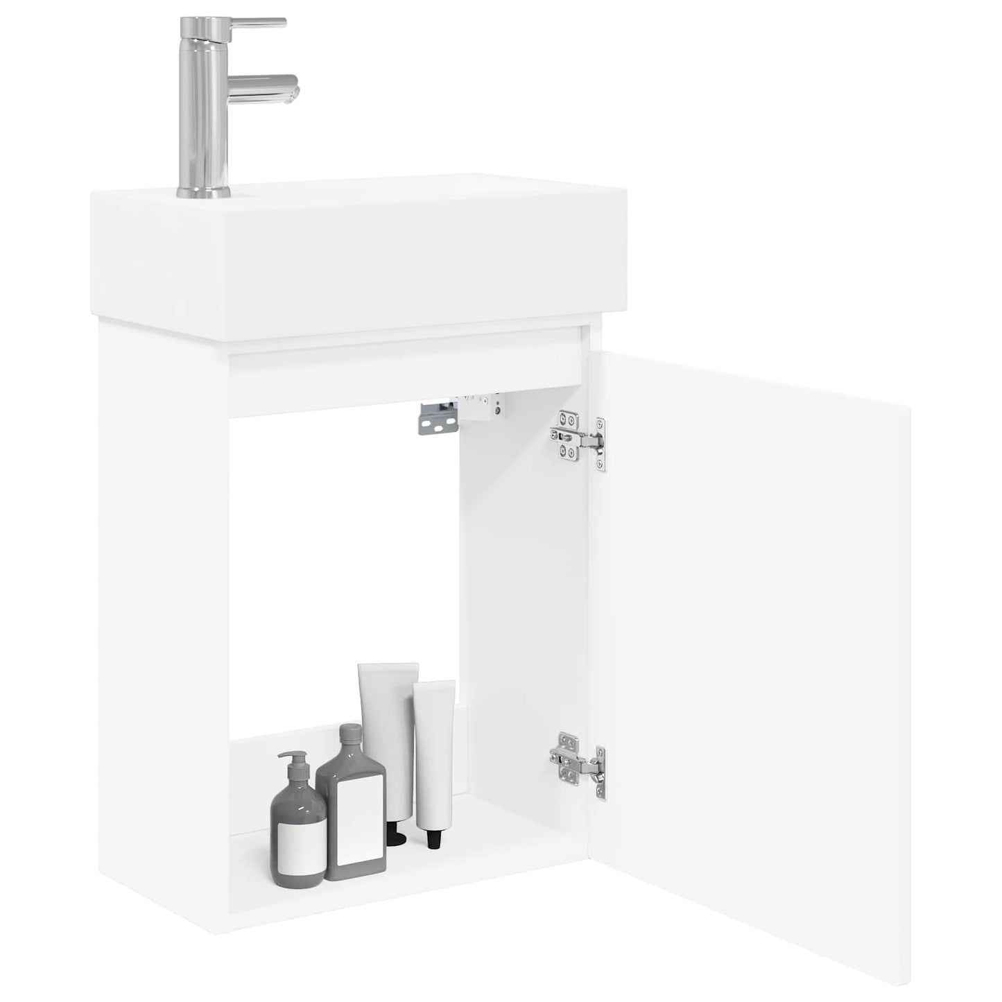 vidaXL Bathroom Vanity Unit with Tap White 45.5 x 22.5 x 84 cm