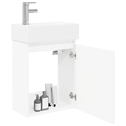 vidaXL Bathroom Vanity Unit with Tap White 45.5 x 22.5 x 84 cm