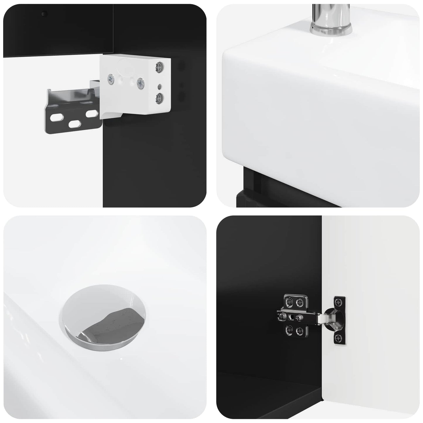 vidaXL Bathroom Vanity Unit with Tap Black 45.5 x 22.5 x 84 cm