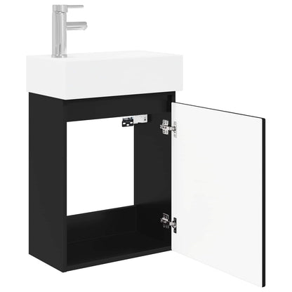 vidaXL Bathroom Vanity Unit with Tap Black 45.5 x 22.5 x 84 cm