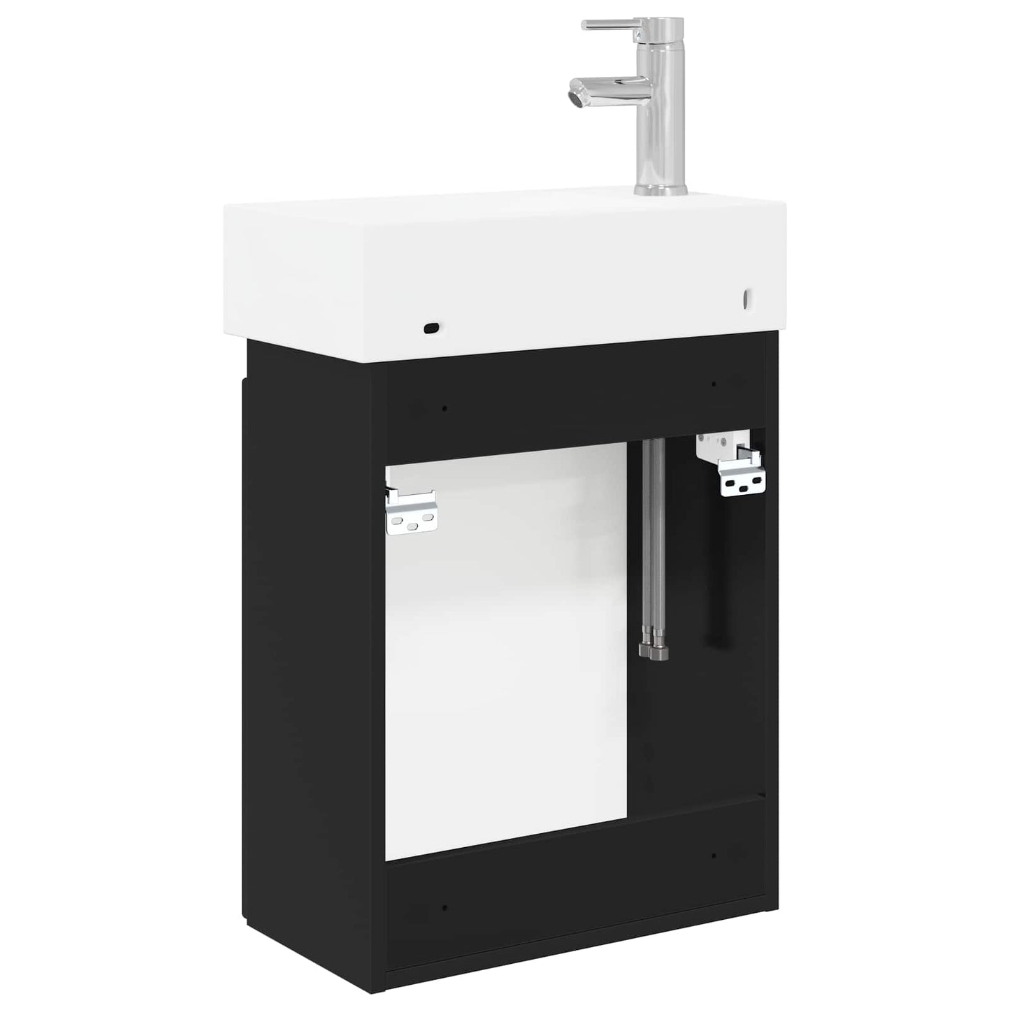 vidaXL Bathroom Vanity Unit with Tap Black 45.5 x 22.5 x 84 cm