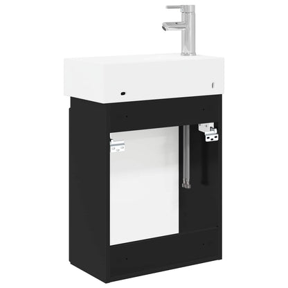 vidaXL Bathroom Vanity Unit with Tap Black 45.5 x 22.5 x 84 cm