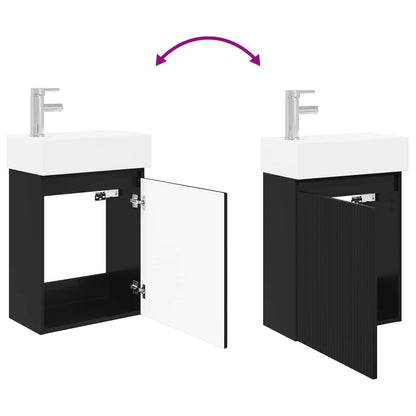 vidaXL Bathroom Vanity Unit with Tap Black 45.5 x 22.5 x 84 cm