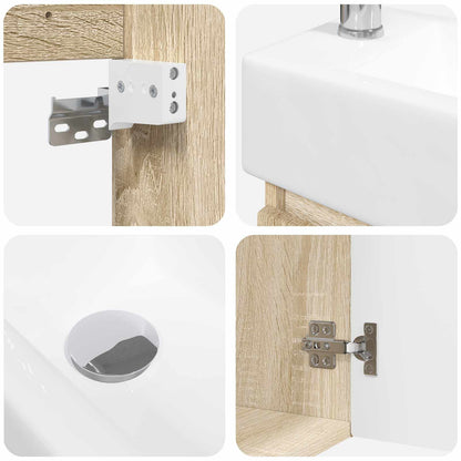 vidaXL Bathroom Vanity Unit with Tap Sonoma Oak 45.5 x 22.5 x 84 cm