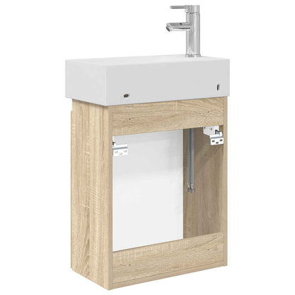 vidaXL Bathroom Vanity Unit with Tap Sonoma Oak 45.5 x 22.5 x 84 cm